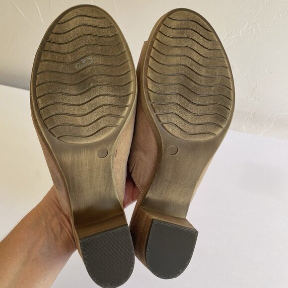 Mariella Sandals Mules Heels Tan Suede Open-Toe Made in Italy Womens Size 8 - Picture 7 of 14
